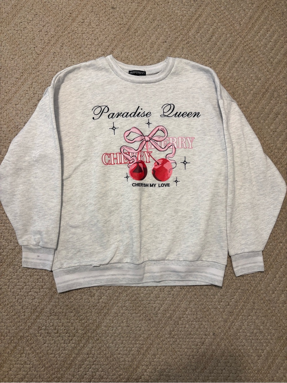 Harper White Crewneck Sweatshirt with Black Label
